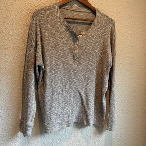 American eagle outfitters gray  henley drop shoulder sweater size Large